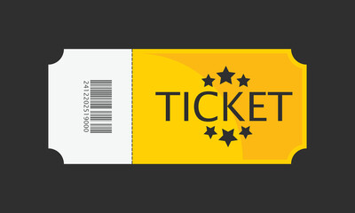 Ticket icon in flat style. Coupon vector illustration on isolated black background. Voucher sign business concept. ticket of cinema for movie. Template business.