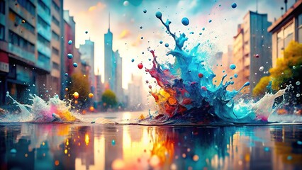 Obraz premium Cityscapes in pastel, abstract urban exploration AI art.