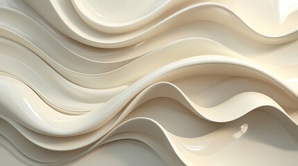 Obraz premium Elegant creamy abstract art showcasing soft flowing textures and glossy waves in ivory and beige tones, ideal for luxury interiors, modern design inspiration, or stylish minimalist backgrounds