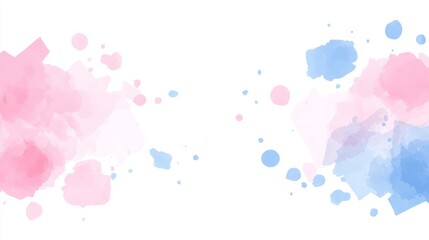 Abstract Watercolor Splashes Pink and Blue Hues