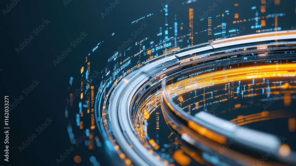 Poster a futuristic 3d earth with hyperloop trains encircling it, representing advanced transportation.