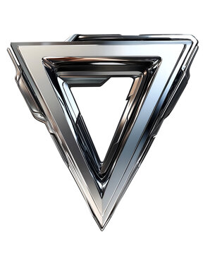 Futuristic metallic frame with sharp angles and chrome finish, Isolated on transparent or white background cut out