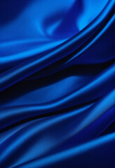 Fototapeta premium flat blue silk luxurious texture and intricate creases that catch the light, casting subtle shadows