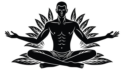 Man yoga vector silhouettes