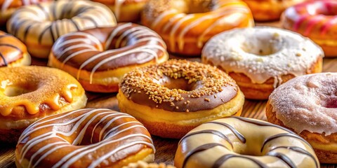 Fototapeta premium Delicious trolley biscuits & donuts, gourmet bakery treats. Food photography.