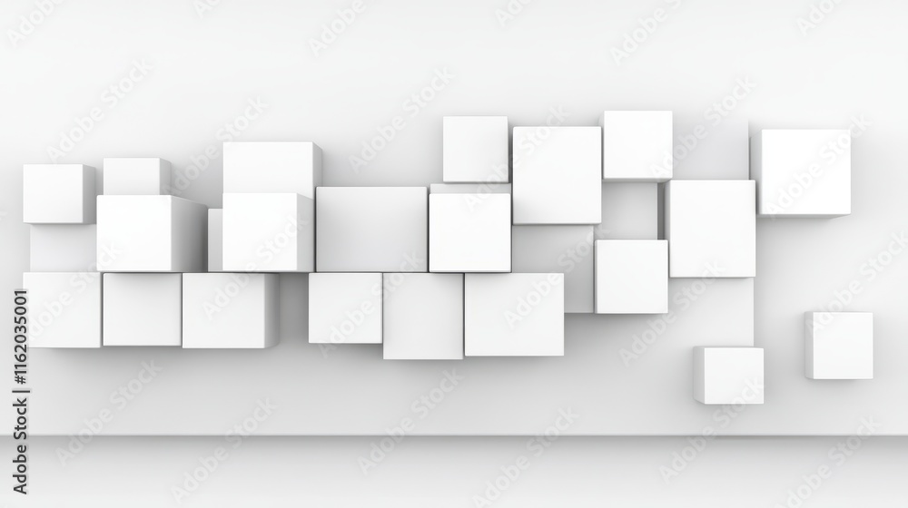 Poster abstract white cube composition minimalist design