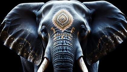 Elephant Adorned in Gold Jewelry Showcasing Intricate Decorative Elegance