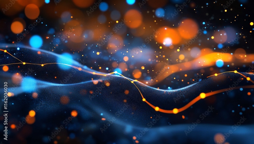 Poster abstract wave of glowing particles. (1)
