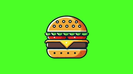 animation illustration of burguer, vector motion 4k