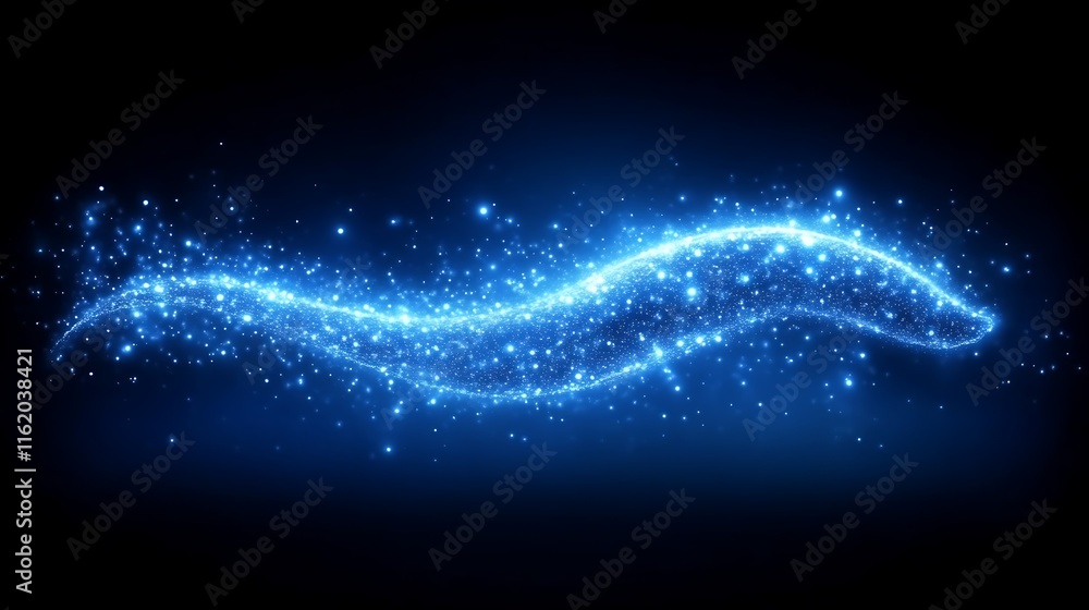 Poster glowing blue particle wave abstract design