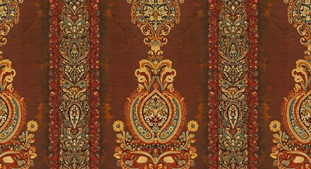 Trendy stylish Vertical Striped floral pattern with paisley and indian flower motifs. damask modern style pattern , Design for fashion , fabric, textile, wallpaper , wrapping and all prints