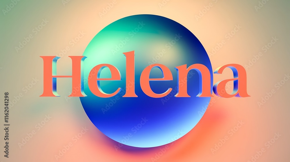 Poster typography of name helena on blue circle and soft background