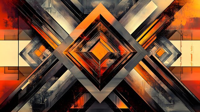 Abstract design with layered dark and light triangles in sharp contrast