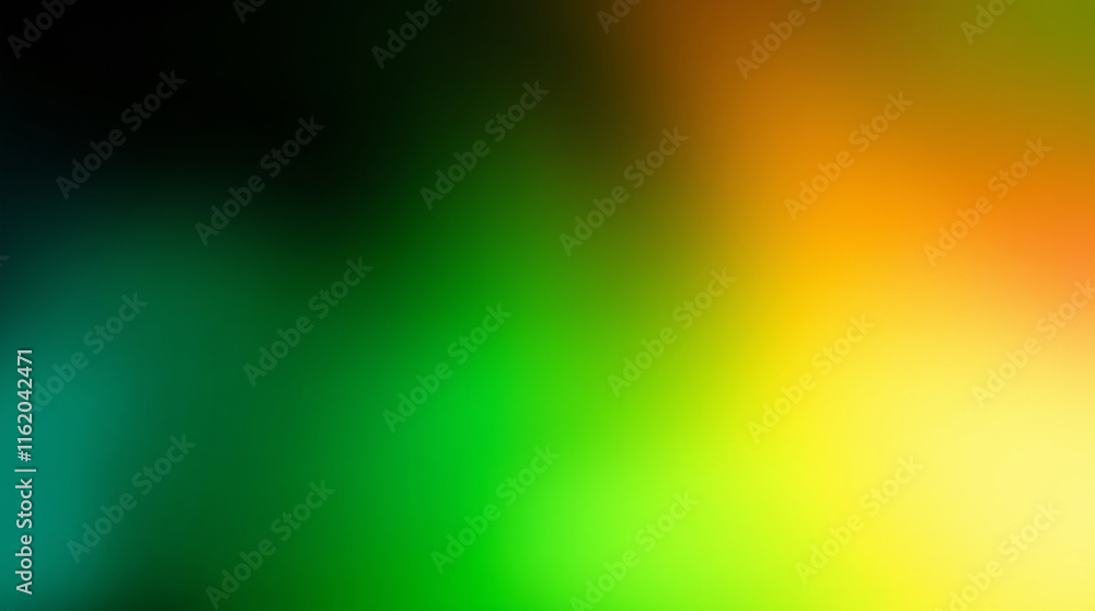Poster Blurry green yellow orange and black gradient background creating smooth transition effect
