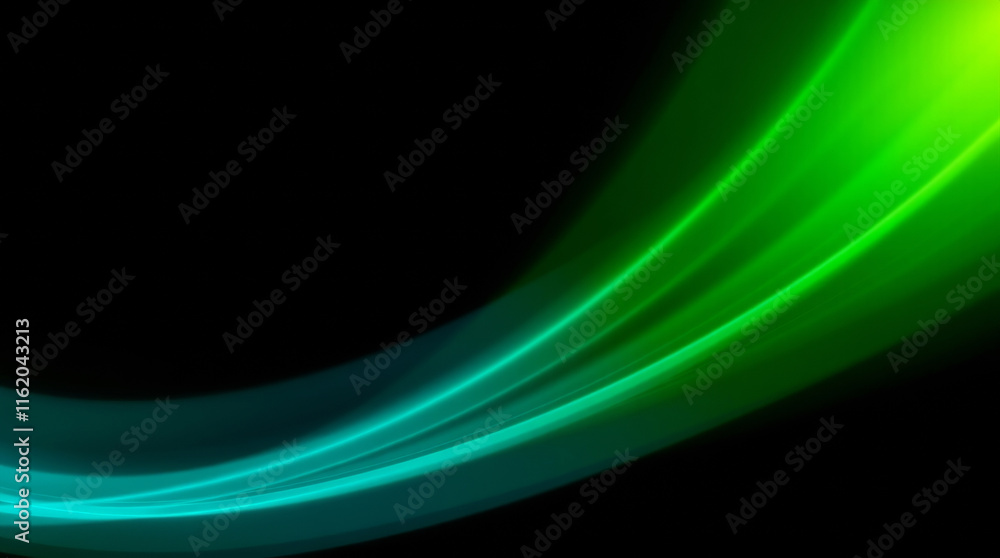 Poster abstract light trails creating dynamic green and blue swirls on black background
