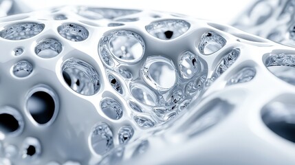 Abstract White Cellular Structure With Interconnected Cavities