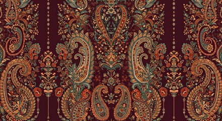 Trendy stylish Vertical Striped floral pattern with paisley and indian flower motifs. damask modern style pattern , Design for fashion , fabric, textile, wallpaper , wrapping and all prints