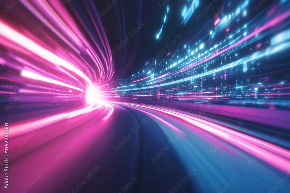 Poster a dynamic, colorful representation of speed and technology in motion.