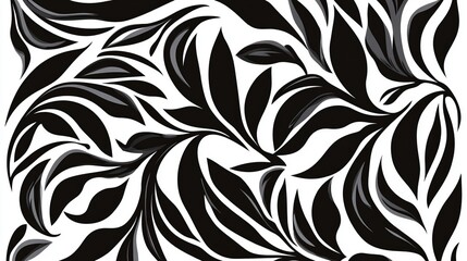 Black and White Abstract Floral Swirl Design