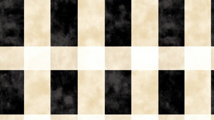 Fototapeta premium Black and Beige Watercolor Gingham Checkered Pattern