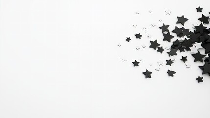 Obraz premium Black and White Stars Scattered on White Background