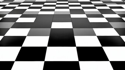 Fototapeta premium BlackAndWhiteCheckeredFloorPerspectiveTileDesign