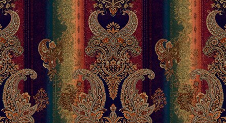 Trendy stylish Vertical Striped floral pattern with paisley and indian flower motifs. damask modern style pattern , Design for fashion , fabric, textile, wallpaper , wrapping and all prints