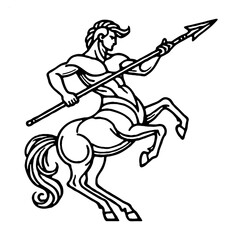 The simple line pattern of a centaur is suitable for cross-stitch, hand embroidery, coloring after printing, and tracing.