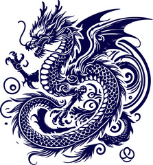  Japanese dragon design is suitable for t-shirt design