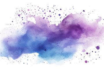 abstract watercolor background in blue and purple tones with splatters of paint