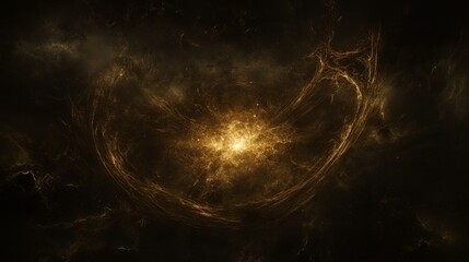 Celestial Nebula Golden Cosmic Dust and Light