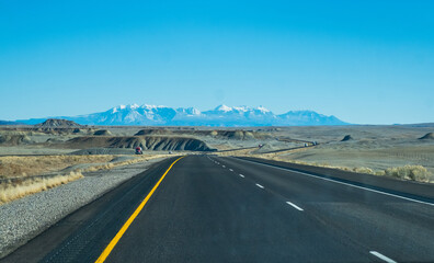 View from road trip, Highway in Utah mountains	