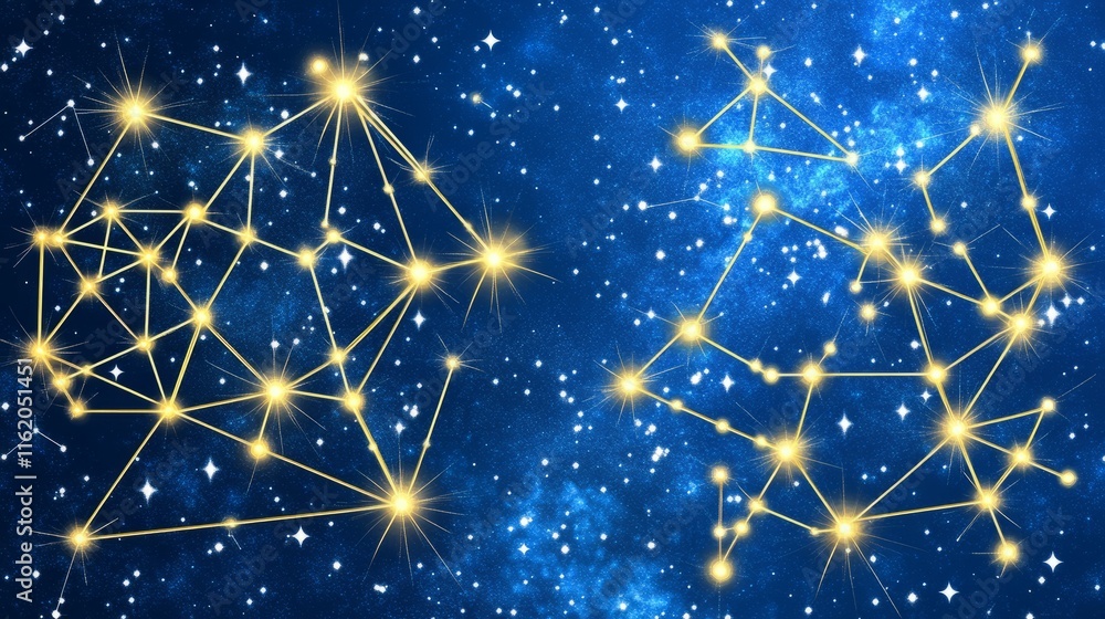 Aufkleber celestial network two constellations in deep space
