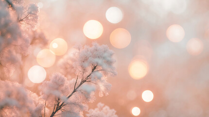 Captivating close up of a flower surrounded by warm pink and orange afternoon light with a soft bokeh blur in the background