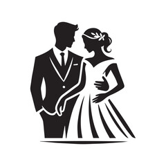 Silhouette of a  Couple  Icon Logo Vector on White Background