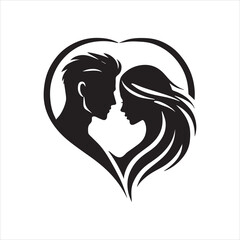 Silhouette of a  Couple  Icon Logo Vector on White Background