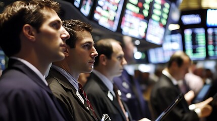 Stock Exchange Traders Observing Market Data