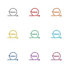 Agile word  icon isolated on white background. Set icons colorful