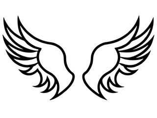 angel wings Line art vector, Simple Outline Design vector icon with white background	