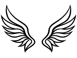 angel wings Line art vector, Simple Outline Design vector icon with white background	