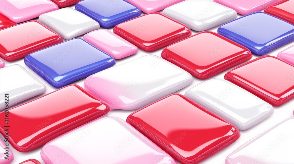 Poster colorful glossy square tiles pattern background