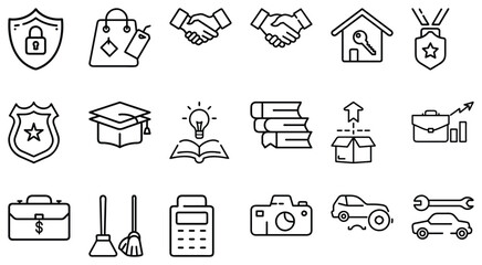 Hospitality and Tourism Line Art Icons for Professional Jobs