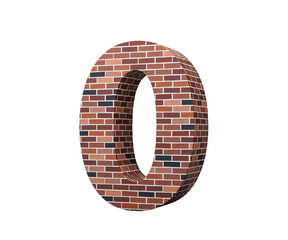 Bricks Wall Number Zero 0 Digit Made Of Colored Wall Of Bricks On Background 3D Illustration