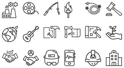 Eco-Friendly and Sustainable Jobs Line Art Icons Collection