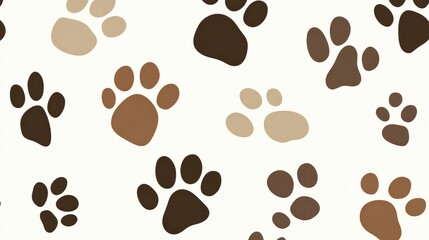 Obraz premium Colorful Paw Prints on White Background Pattern Design