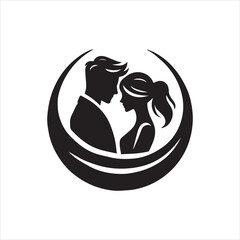 Silhouette of a  Couple  Icon Logo Vector on White Background