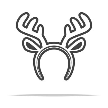 recommend clip art: Reindeer antlers headband outline icon transparent vector isolated
