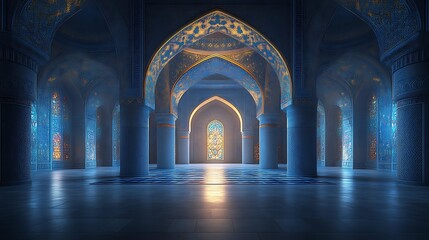 Serene Blue Mosque Interior Architectural Design