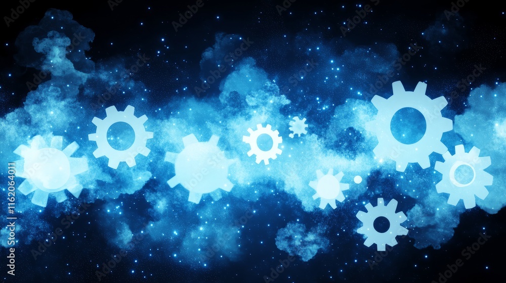 Poster cosmic gears interconnected system in deep space