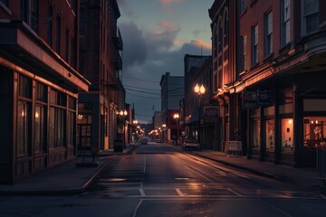 An empty steet in the evening in Lexington  Kentucky  USA